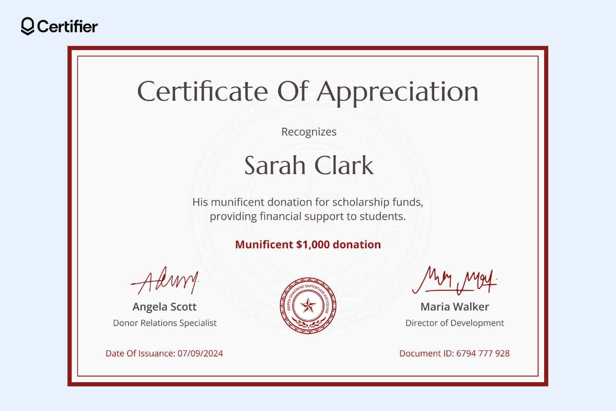 A donation certificate template with a red border and minimalist design, featuring elegant fonts and ample space for donor details, perfect for a downloadable donation certificate template. A donation certificate template with a red border and minimalist design, featuring elegant fonts and ample space for donor details, perfect for a downloadable donation certificate template.