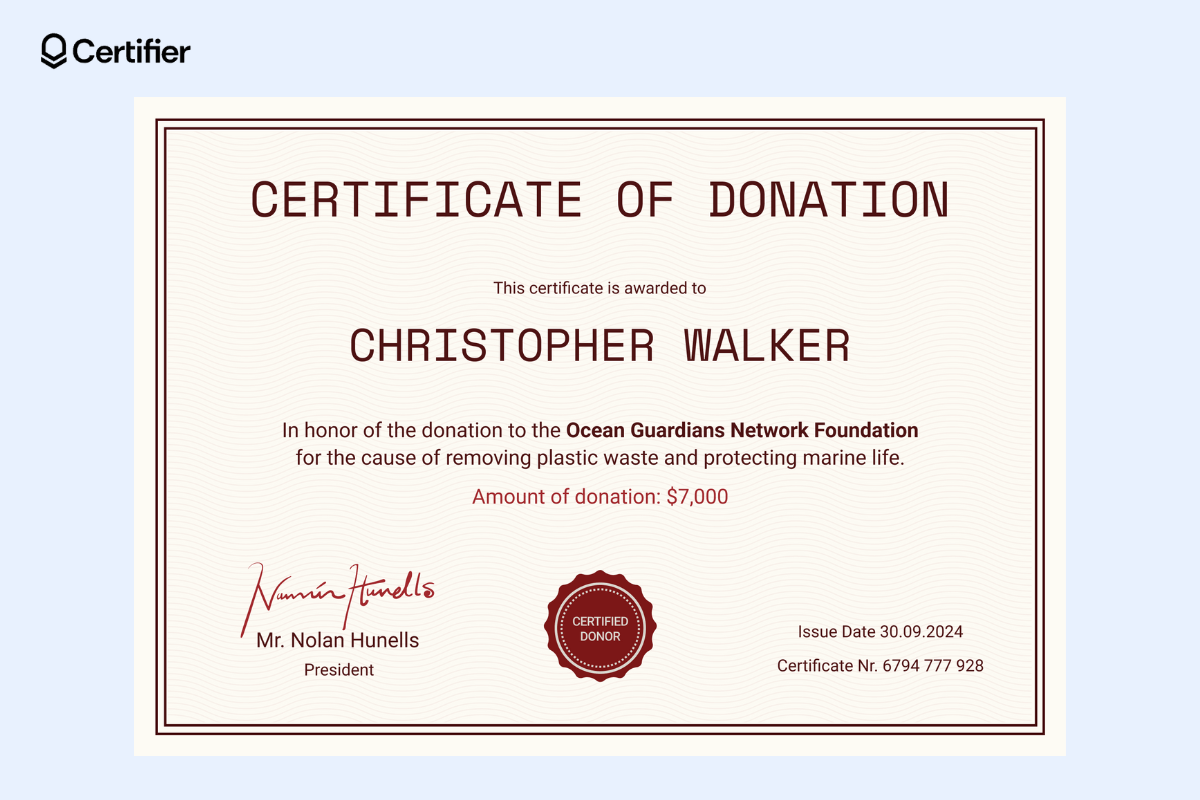 A thank you for your donation certificate template with modern certificate design and downloadable donation certificate template features. A thank you for your donation certificate template with modern certificate design and downloadable donation certificate template features.