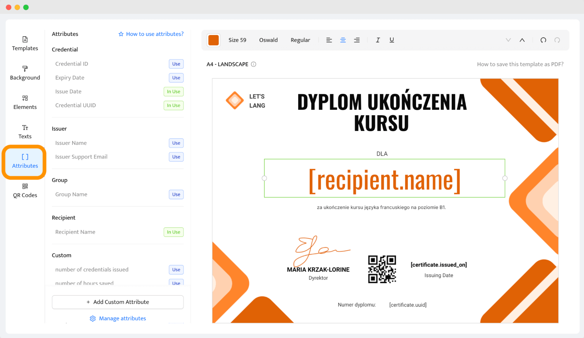 Dodawanie atrybutów do projektu dyplomu. Dodawanie atrybutów do projektu dyplomu.