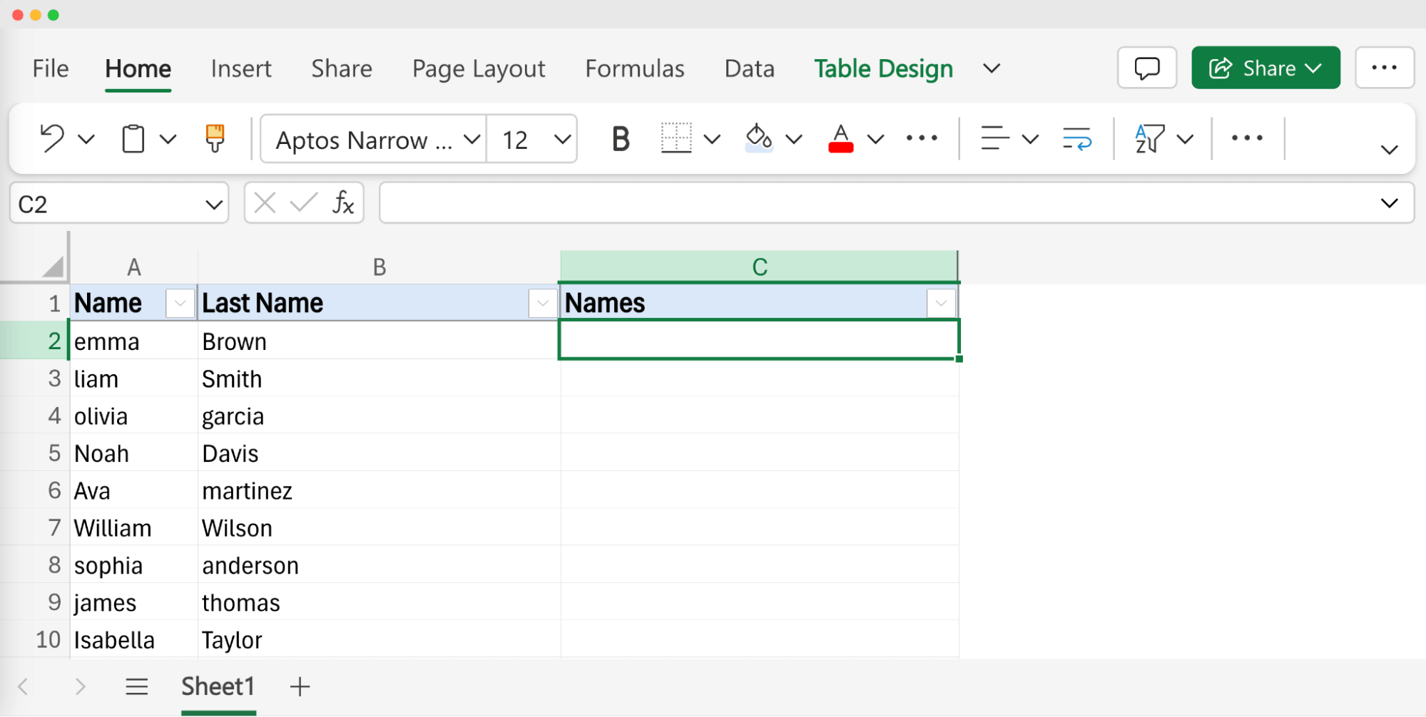 Excel table showing the unprepared data for margin, with different formatting and with a blank column ready to apply the formula. Excel table showing the unprepared data for margin, with different formatting and with a blank column ready to apply the formula.