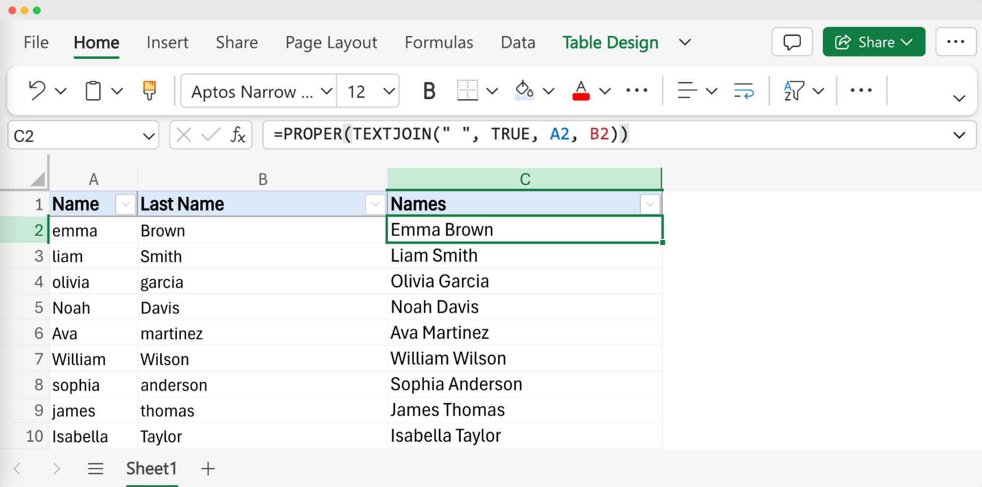 xample showing how to merge first name and last name in Excel using the TEXTJOIN function, with the combined names displayed in a new column. xample showing how to merge first name and last name in Excel using the TEXTJOIN function, with the combined names displayed in a new column.