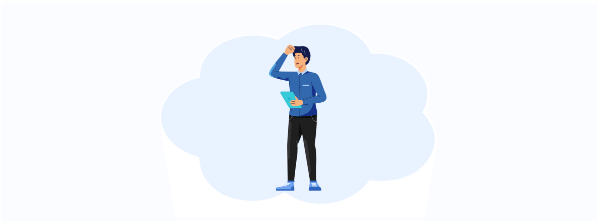 Cartoon illustration of a person holding a tablet, thinking over how to make certificate of participation. Cartoon illustration of a person holding a tablet, thinking over how to make certificate of participation.
