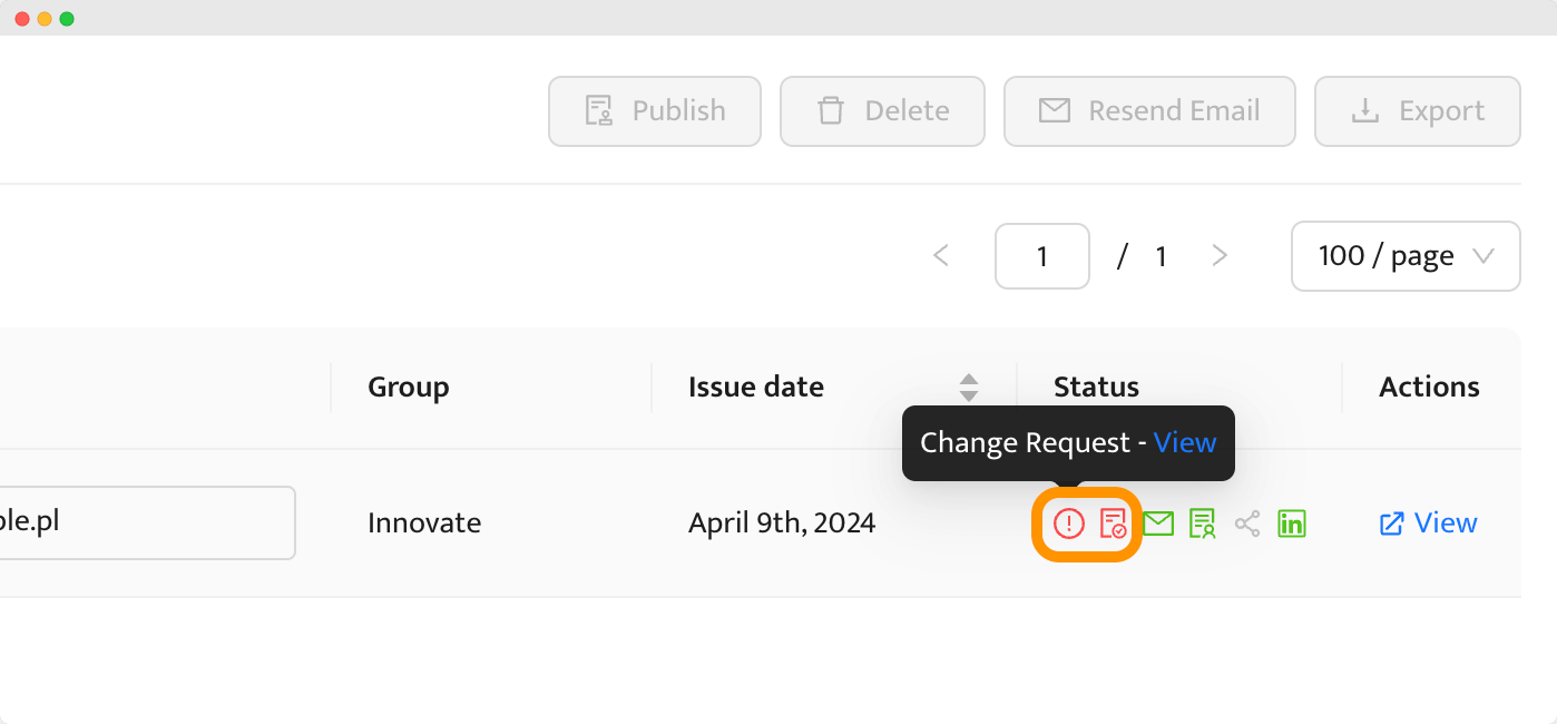 Tracking expiration date within the Certifier management software.