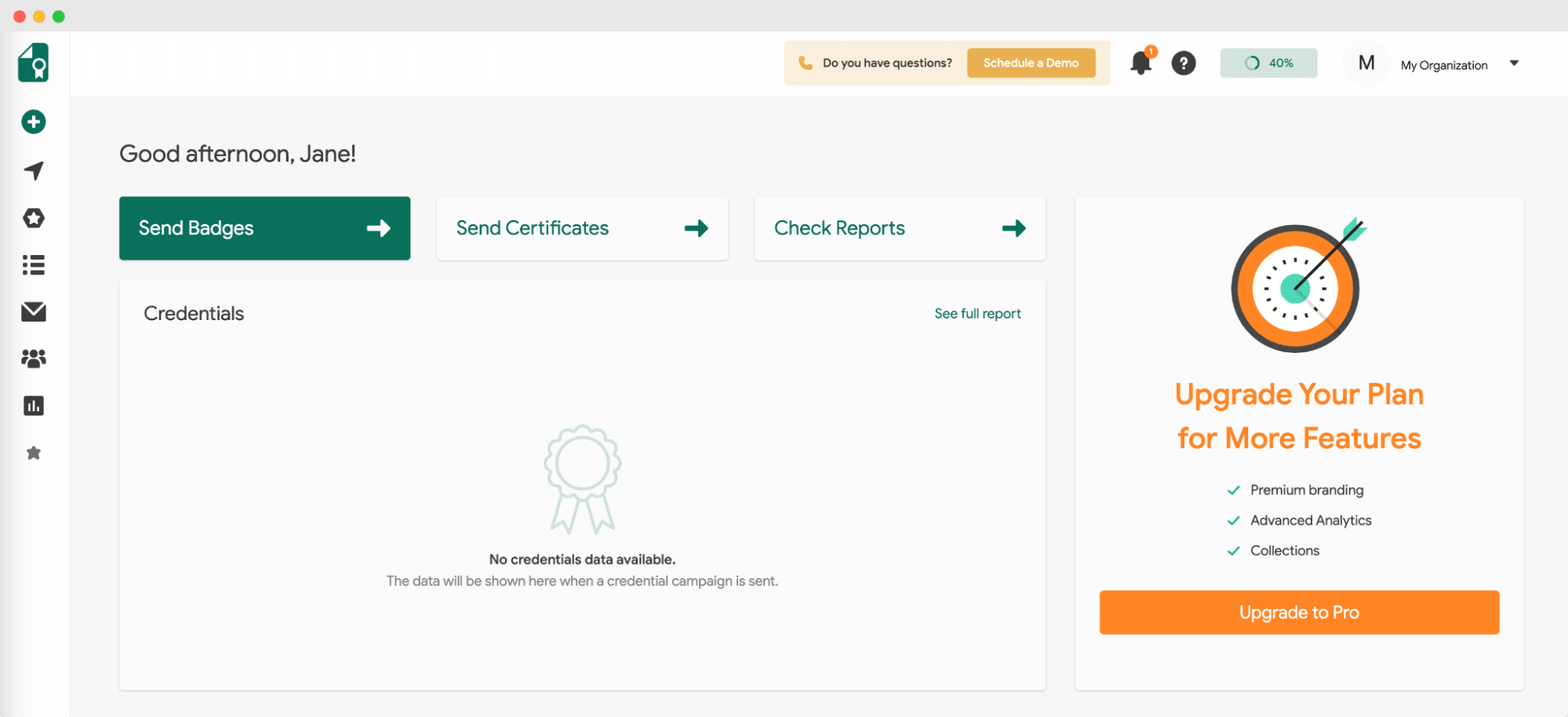 Sertifier's certification management software and its dashboard. Sertifier's certification management software and its dashboard.