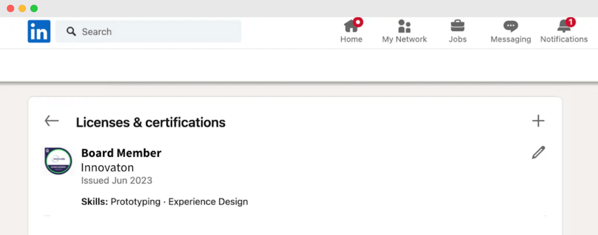 LinkedIn profile section displaying licenses and certifications, highlighting digital badges education. LinkedIn profile section displaying licenses and certifications, highlighting digital badges education.