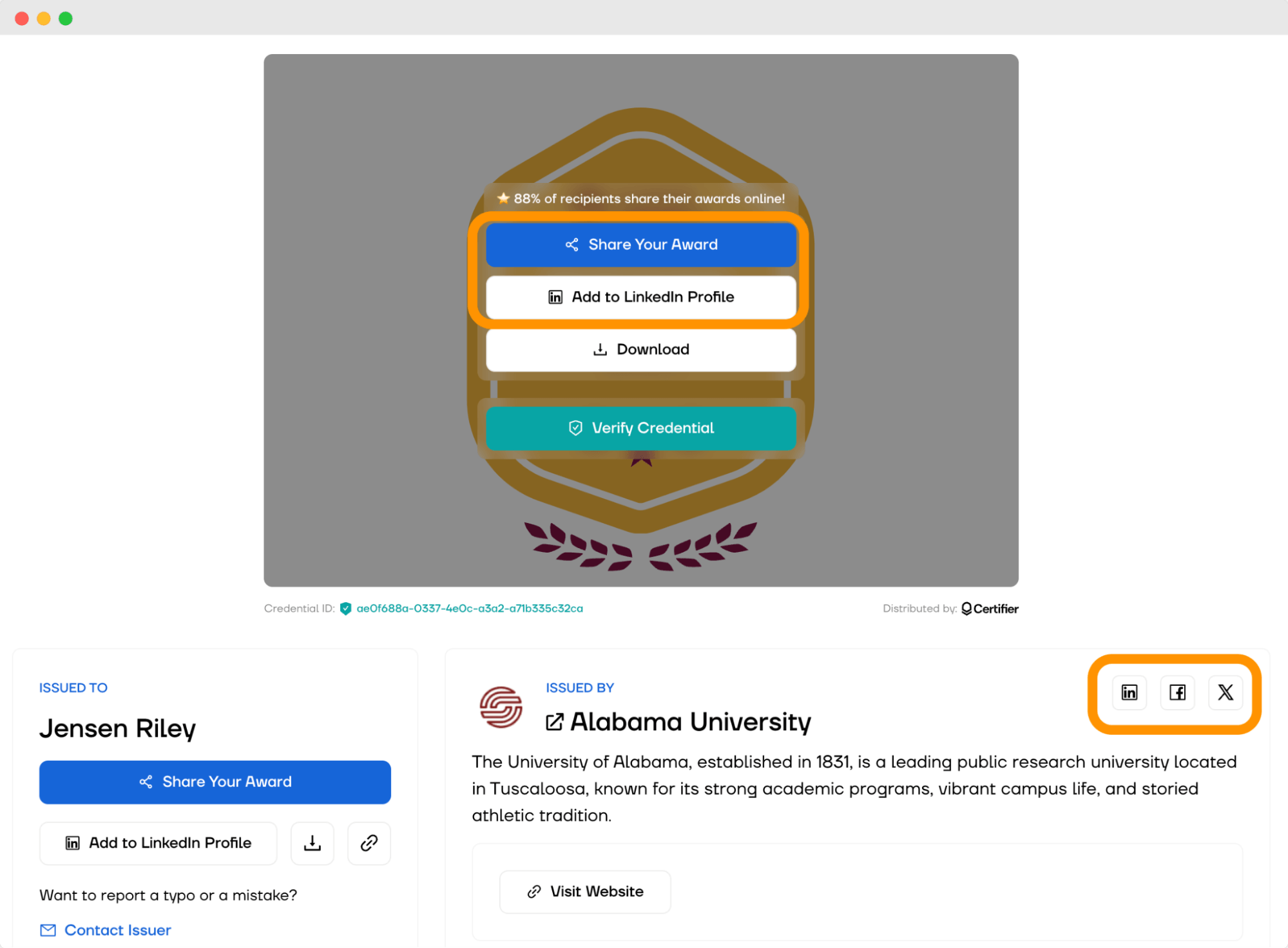 Social media sharing options for digital badges, showcasing the benefits of digital badges. Social media sharing options for digital badges, showcasing the benefits of digital badges.