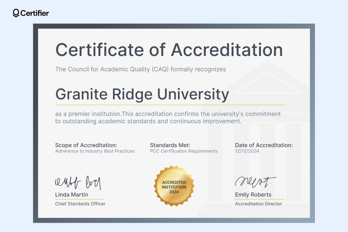 An accreditation template that can be used as a DOT accreditation certificate sample showcasing an organization’s hard work and dedication; design with an official seal and certification number, set against a clean, professional background. An accreditation template that can be used as a DOT accreditation certificate sample showcasing an organization’s hard work and dedication; design with an official seal and certification number, set against a clean, professional background.