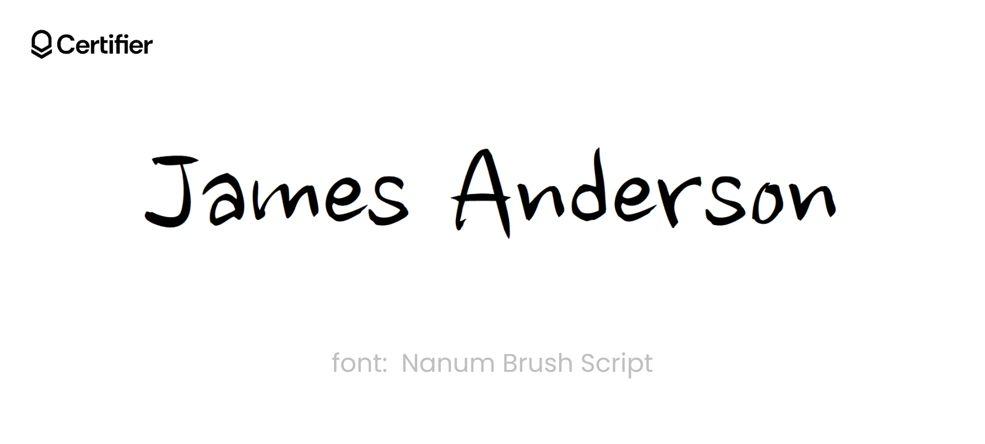 The font called Nanum Brush Script presented on a white background The font called Nanum Brush Script presented on a white background