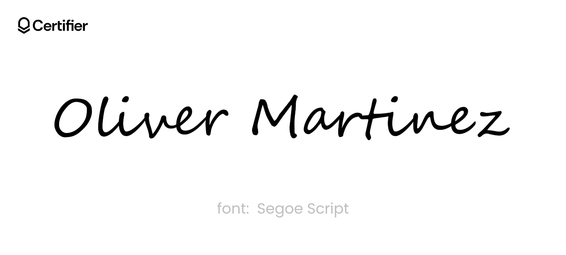 The Segoe Script font for signature in Word presented on a white background The Segoe Script font for signature in Word presented on a white background