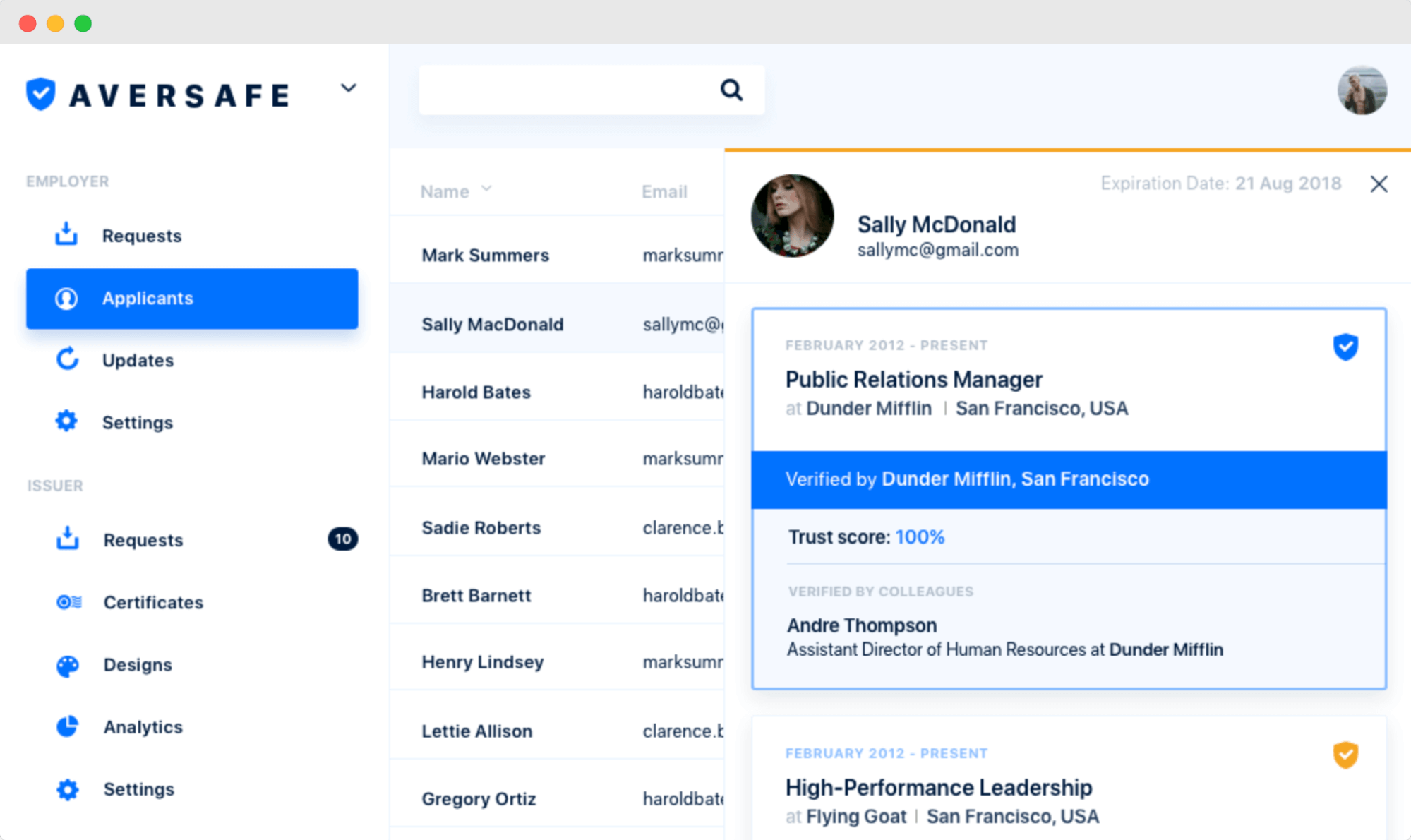 Aversafe credential verification platform showcases its features for managing and verifying applicant credentials, Accredible competitors in educational institutions and workforce management. Aversafe credential verification platform showcases its features for managing and verifying applicant credentials, Accredible competitors in educational institutions and workforce management.