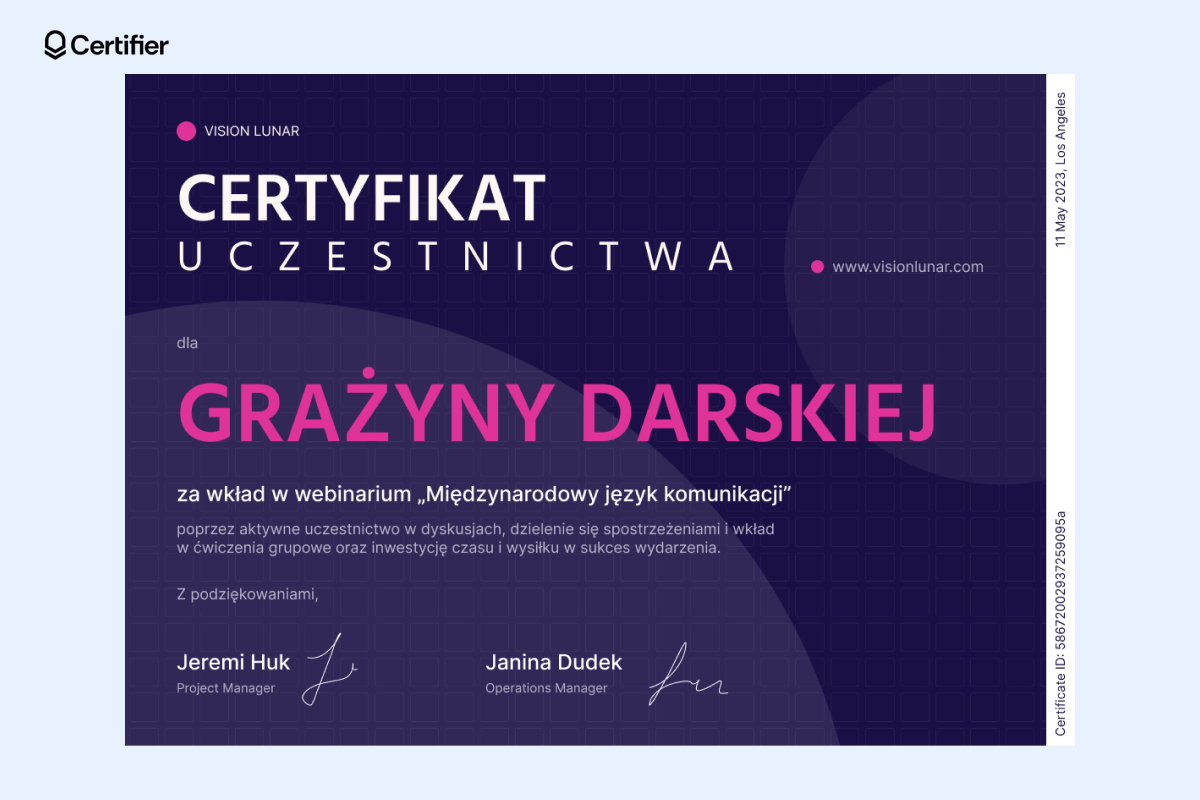 Ciemno-fioletowy szablon dyplomu do edycji. Ciemno-fioletowy szablon dyplomu do edycji.