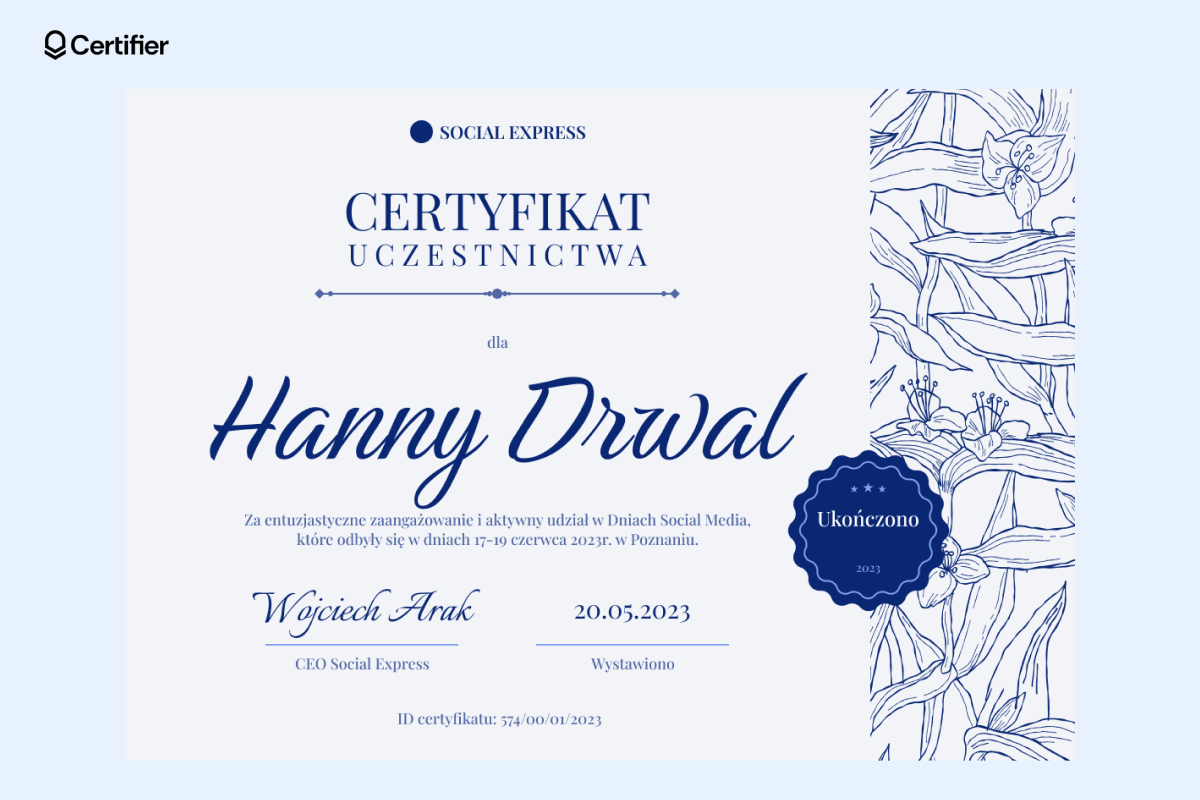 Przyciągający wzrok certyfikat do pobrania. Przyciągający wzrok certyfikat do pobrania.