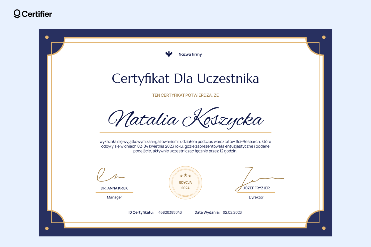 Gotowy certyfikat do druku za darmo. Gotowy certyfikat do druku za darmo.