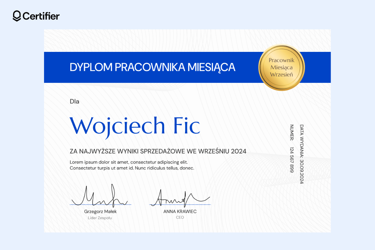 Minimalistyczny dyplom pracownika. Minimalistyczny dyplom pracownika.