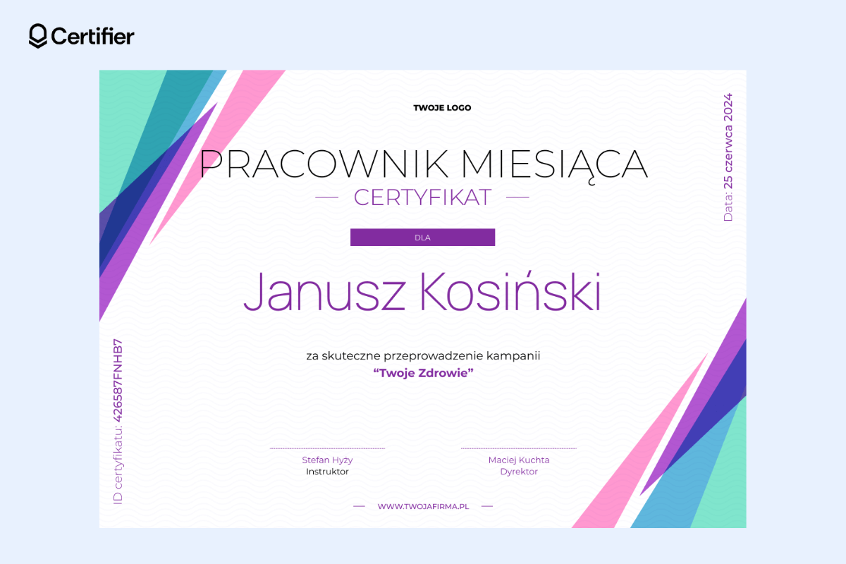 Młodzieżowy, futurystyczny projekt dyplomu pracownika miesiąca. Młodzieżowy, futurystyczny projekt dyplomu pracownika miesiąca.