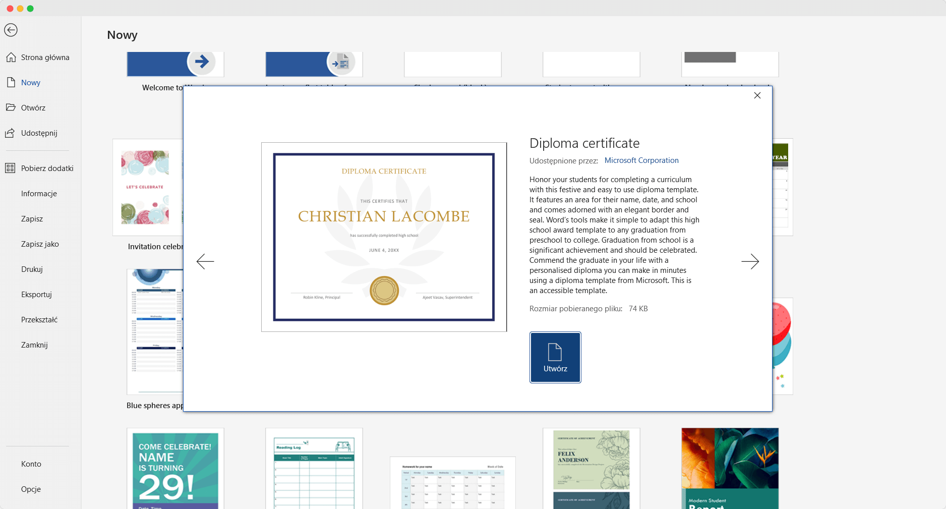 Wzór dyplomu word - strona główna Microsoft Word z szablonami dyplomów. Wzór dyplomu word - strona główna Microsoft Word z szablonami dyplomów.