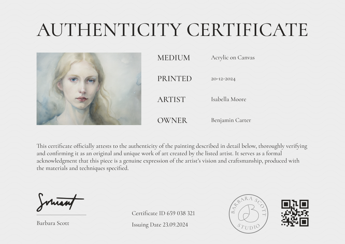 Bright and formal authenticity certificate template