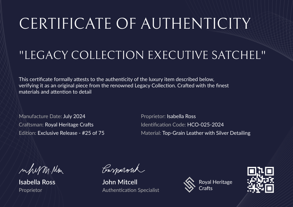 Majestic and formal authenticity certificate template
