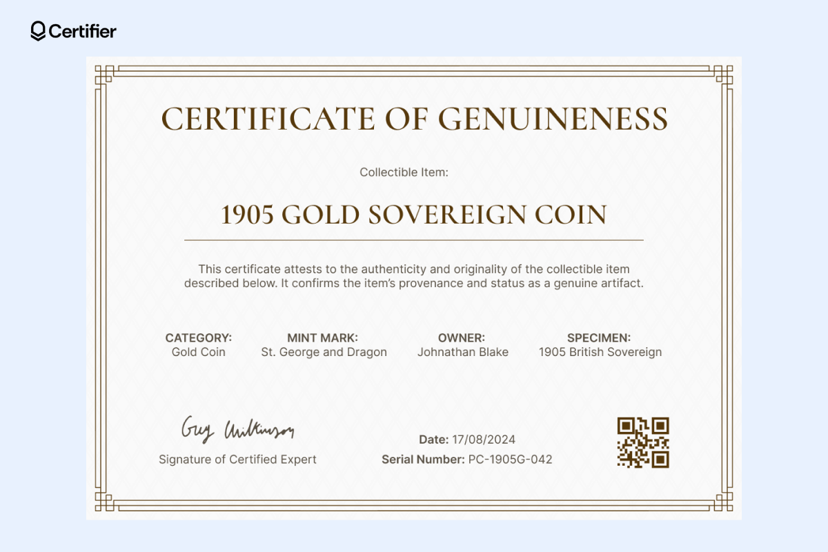 An art authenticity certificate template confirming its authenticity and collectible status. An art authenticity certificate template confirming its authenticity and collectible status.