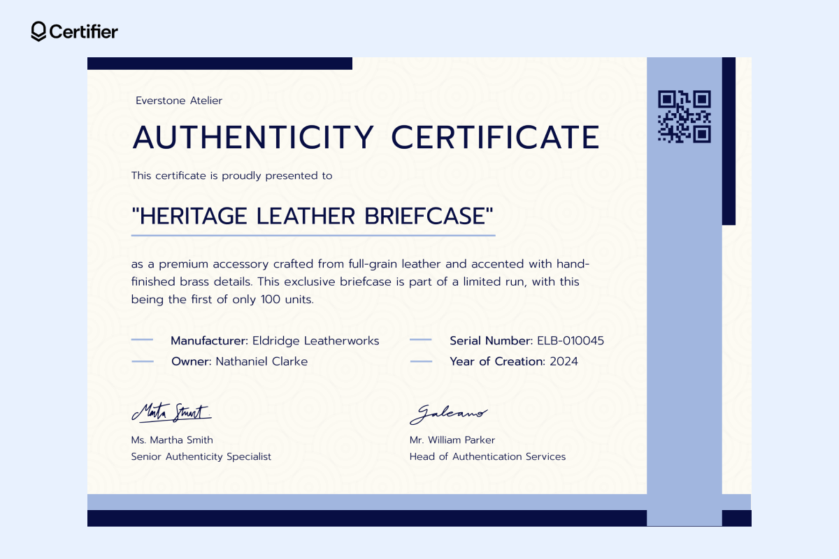 A free certificate of authenticity template Microsoft Word format, highlighting its limited run and premium craftsmanship from full-grain leather. A free certificate of authenticity template Microsoft Word format, highlighting its limited run and premium craftsmanship from full-grain leather.