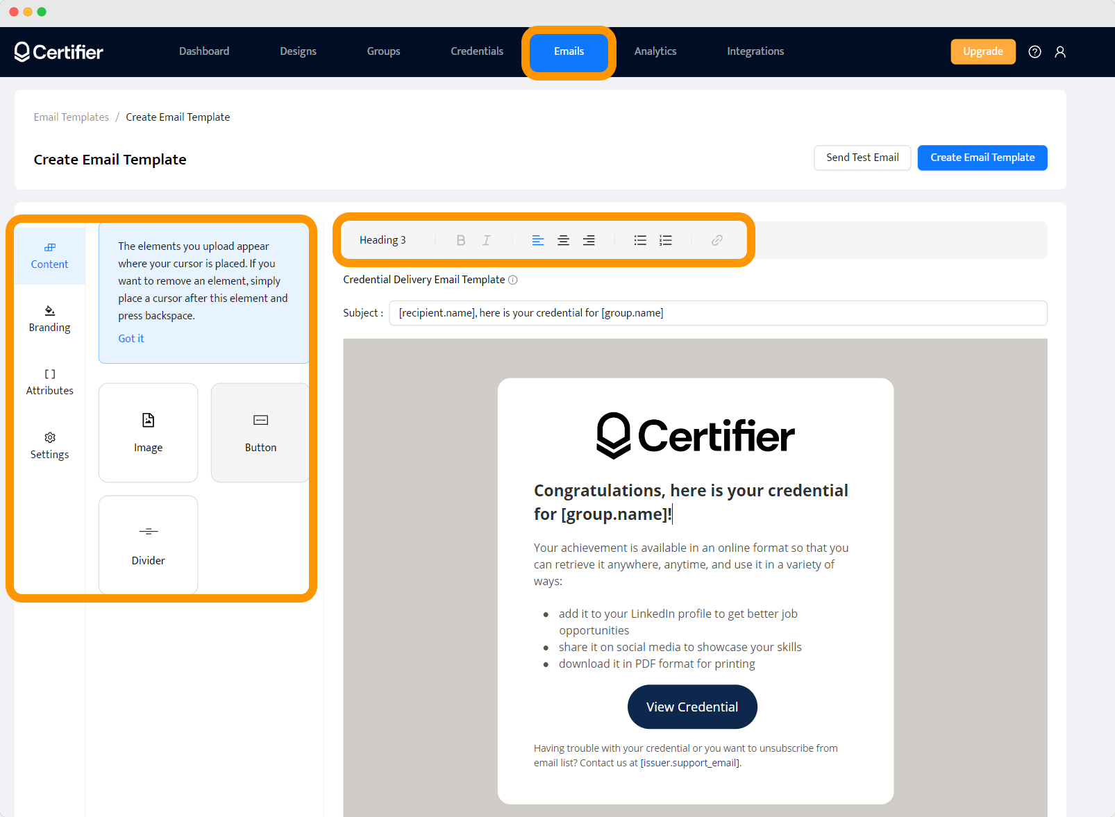 The sample email includes a congratulatory message, serving as a caption for certificate achievement email. The sample email includes a congratulatory message, serving as a caption for certificate achievement email.