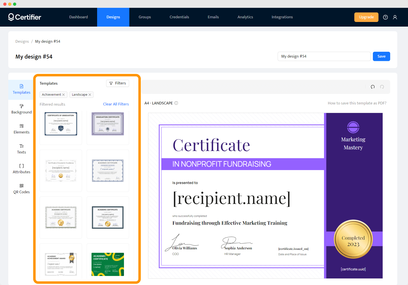 Choosing a certificate template as one of the steps on how to print certificate properly. Choosing a certificate template as one of the steps on how to print certificate properly.