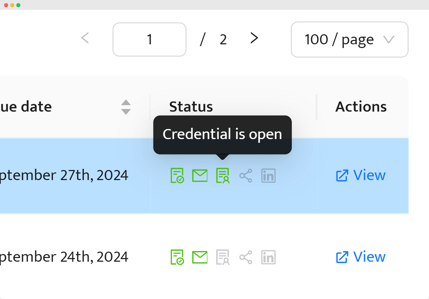 A close-up of Certifier’s dashboard where issuers can track certificates’ performance. A close-up of Certifier’s dashboard where issuers can track certificates’ performance.