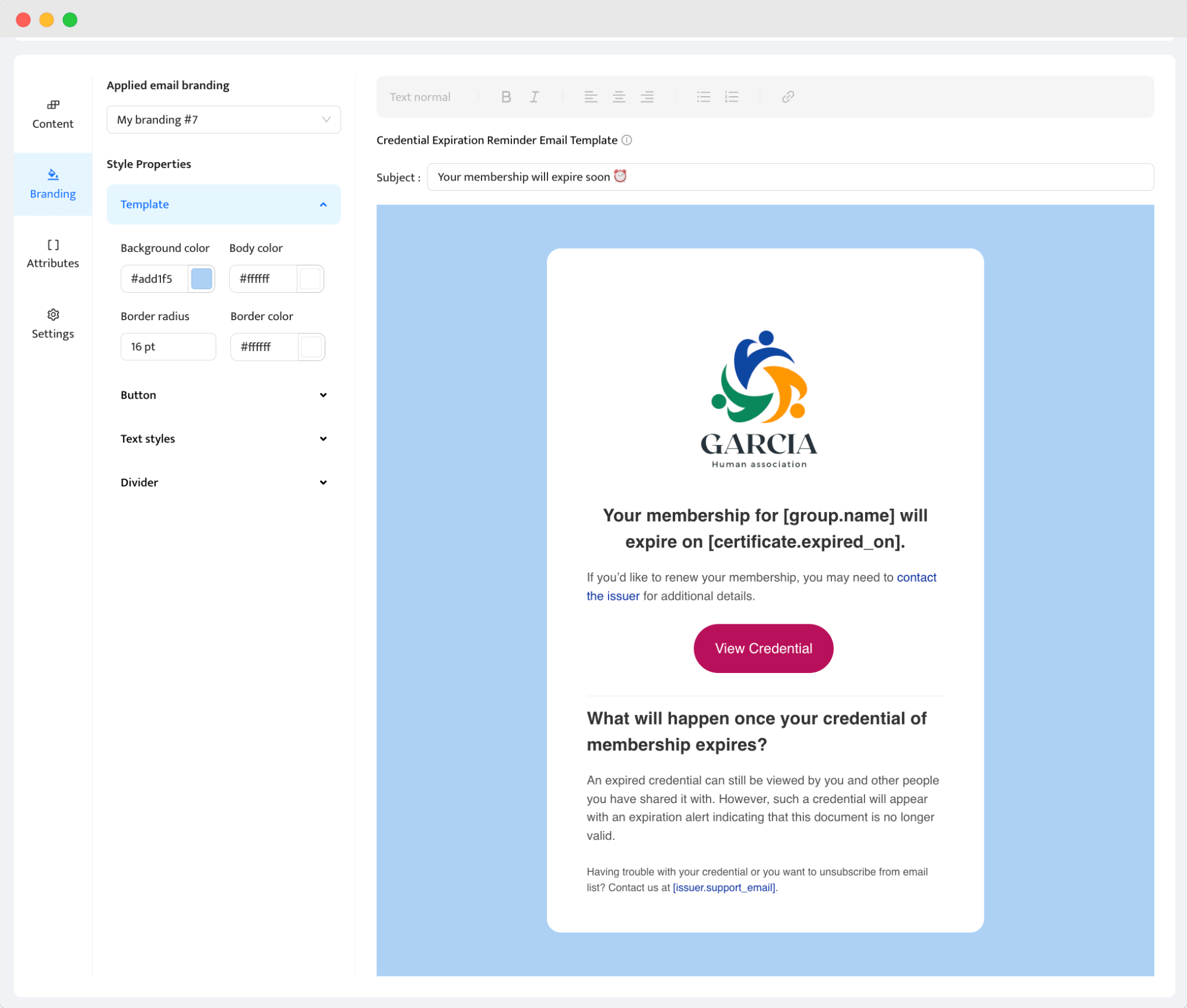 Follow-up email creator within the Certifier editor that encourage receivers to renew membership. Follow-up email creator within the Certifier editor that encourage receivers to renew membership.