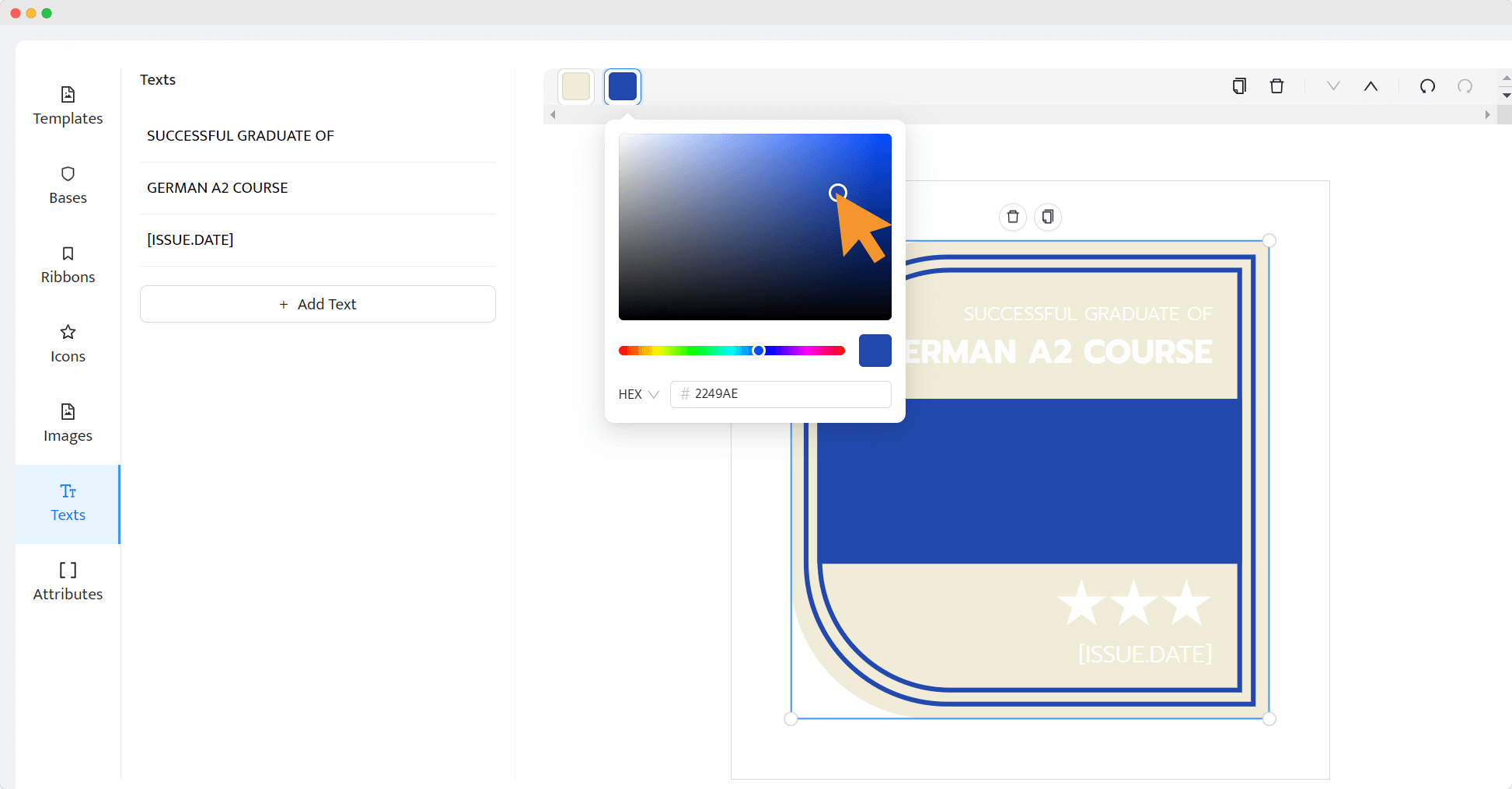 Creating digital badges for students – customizing the design’s colors. Creating digital badges for students – customizing the design’s colors.