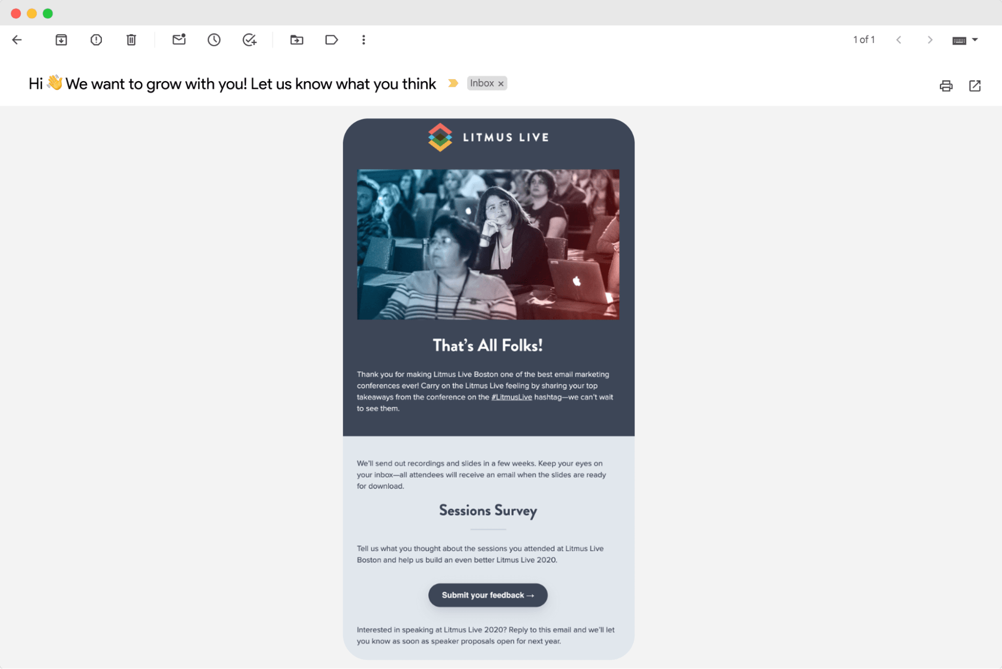 Workshop email template thanking participants for attending, with a summary of workshop outcomes and options to download additional resources. Workshop email template thanking participants for attending, with a summary of workshop outcomes and options to download additional resources.