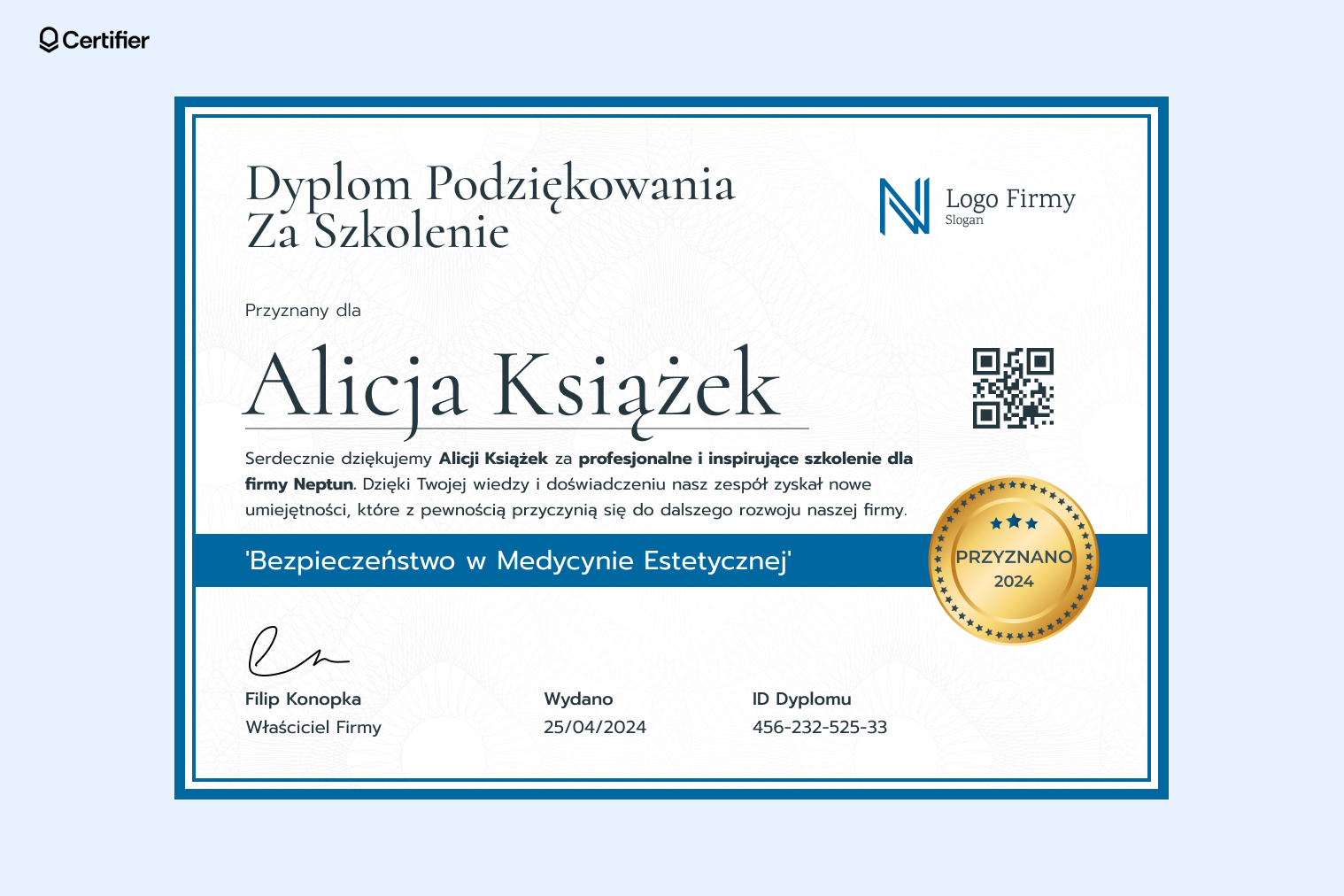 Podziękowanie za szkolenie wzór niebieski, przyciągający uwagę i uporządkowany. Podziękowanie za szkolenie wzór niebieski, przyciągający uwagę i uporządkowany.