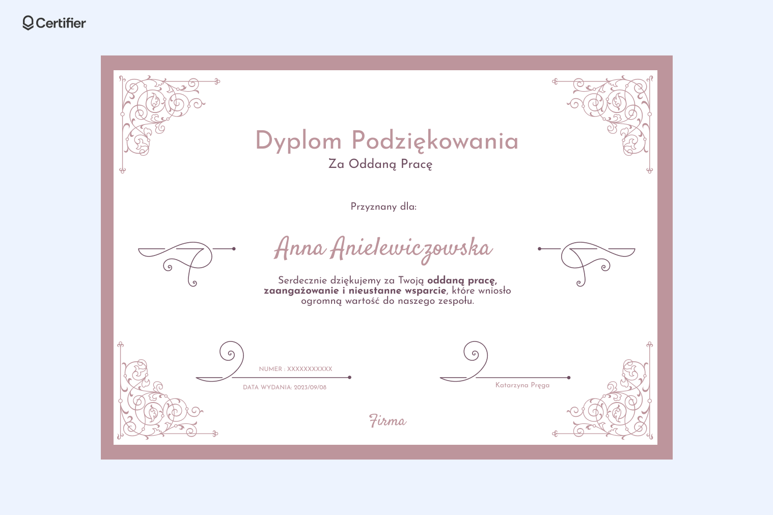 Dyplom podziekowanie w eleganckim i oryginalnym stylu. Dyplom podziekowanie w eleganckim i oryginalnym stylu.