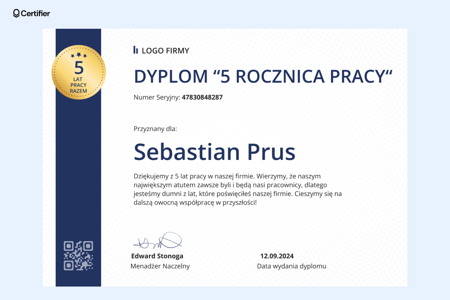 Prosty i uporządkowany dyplom z podziękowaniem. Prosty i uporządkowany dyplom z podziękowaniem.