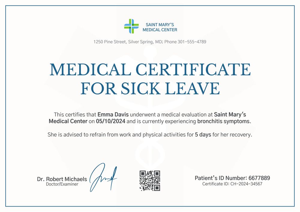 doctors sick certificate template