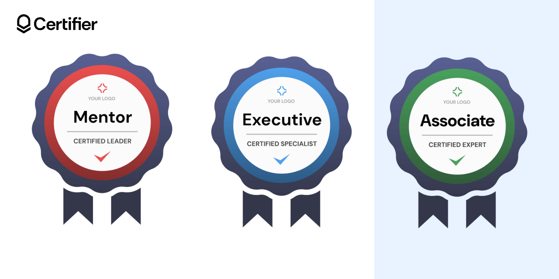 Linked in badges for a profile page in red, blue, and green for Mentor, Executive, and Associate certification levels; you can add each badge to LinkedIn. Linked in badges for a profile page in red, blue, and green for Mentor, Executive, and Associate certification levels; you can add each badge to LinkedIn.