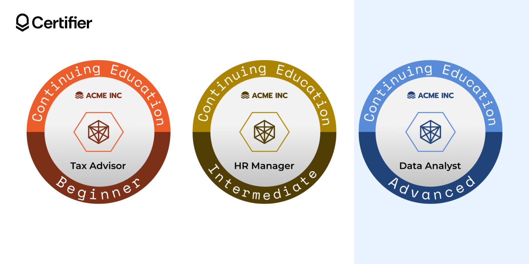 A circular badge for continuing education with various expertise levels, useful for badge template free Word designs. A circular badge for continuing education with various expertise levels, useful for badge template free Word designs.