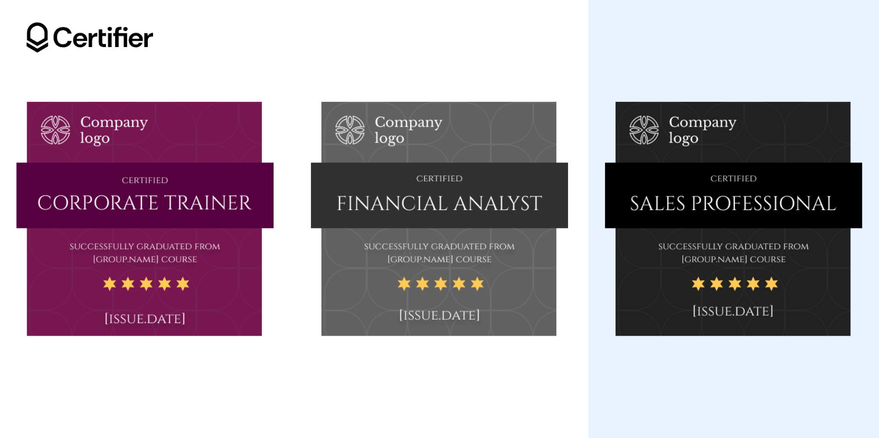 A rectangular badge design indicating certifications in various roles; this tag template is useful for badge design template Word projects. A rectangular badge design indicating certifications in various roles; this tag template is useful for badge design template Word projects.