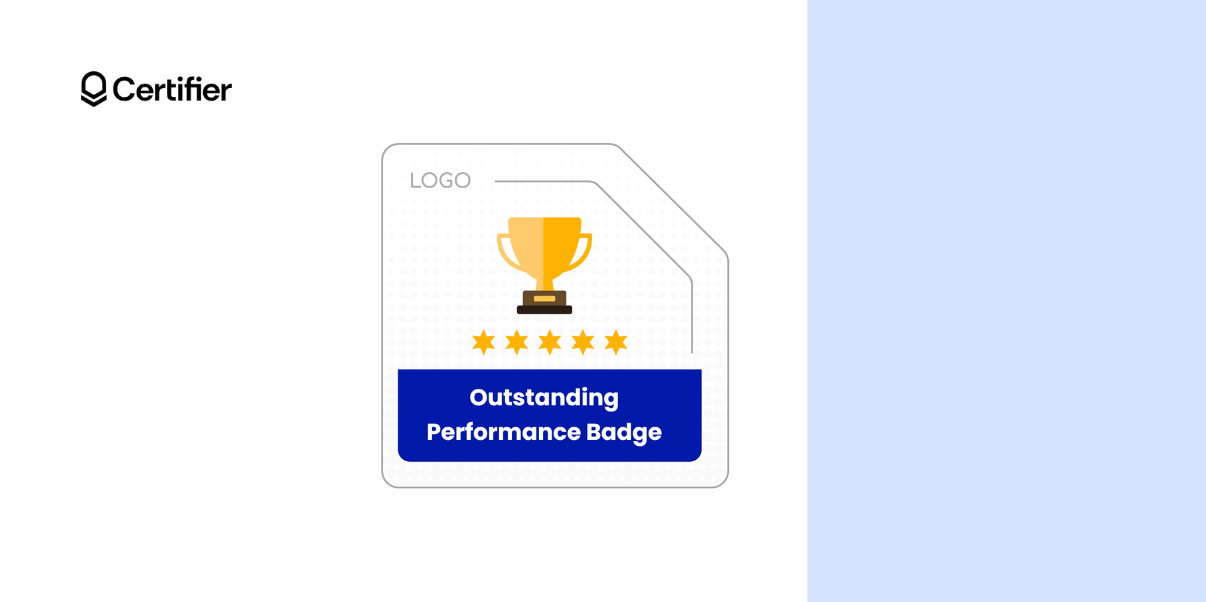 One of the appreciation badges for employees with a star rating, and a golden goblet at the top. One of the appreciation badges for employees with a star rating, and a golden goblet at the top.