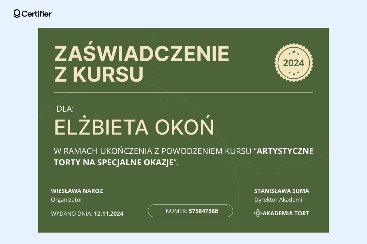 Ciemnozielone zaświadczenie o ukończeniu kursu wzór ministerstwa edukacji narodowej z klasycznym designem i emblematem. Ciemnozielone zaświadczenie o ukończeniu kursu wzór ministerstwa edukacji narodowej z klasycznym designem i emblematem.