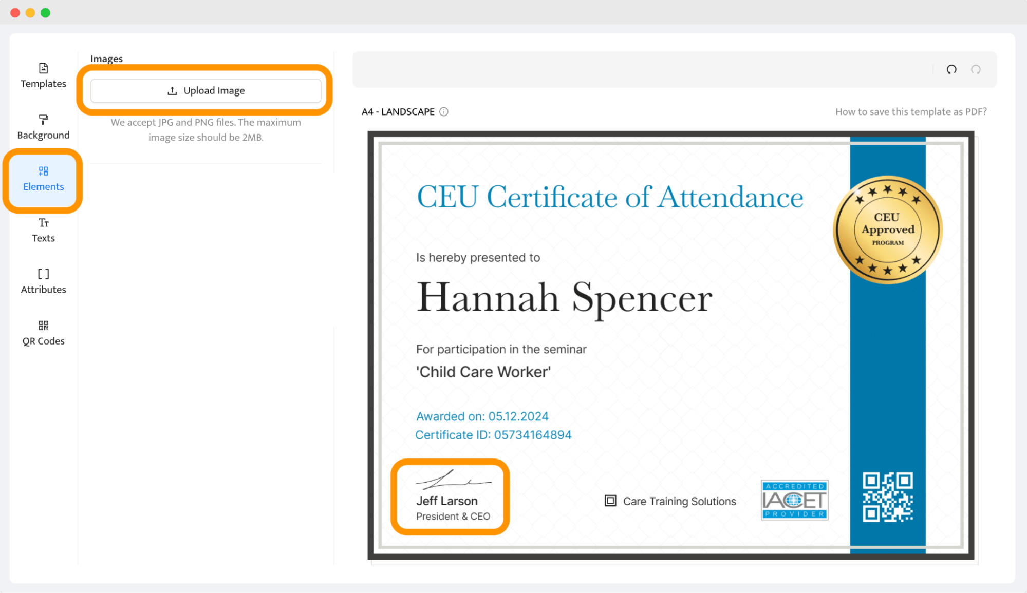 A user interface for uploading images to a certificate design tool, showing how to integrate digital signatures to verify digital certificates efficiently. A user interface for uploading images to a certificate design tool, showing how to integrate digital signatures to verify digital certificates efficiently.