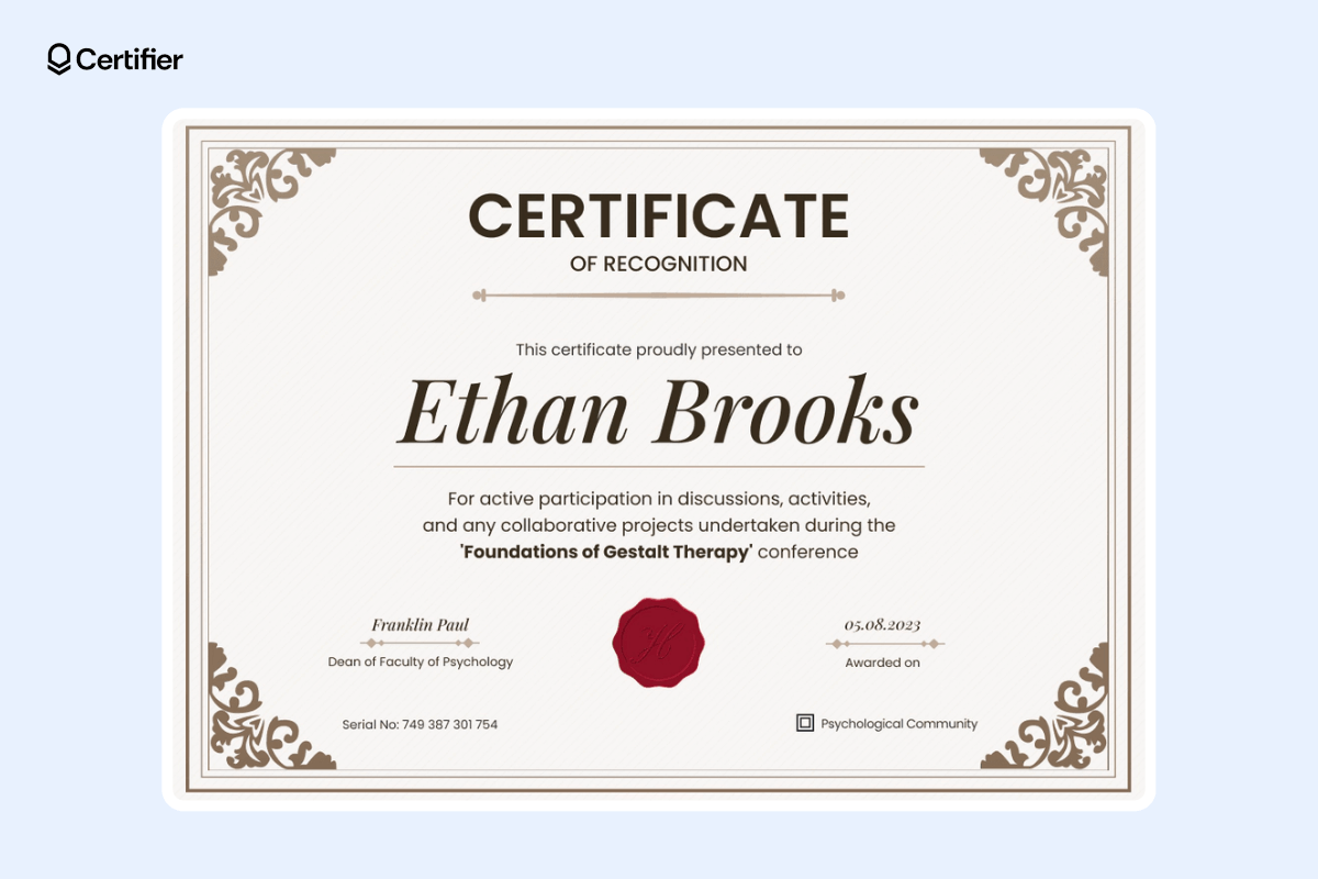 Recognition certificate for excellence with decorative ornaments in the corners. Recognition certificate for excellence with decorative ornaments in the corners.