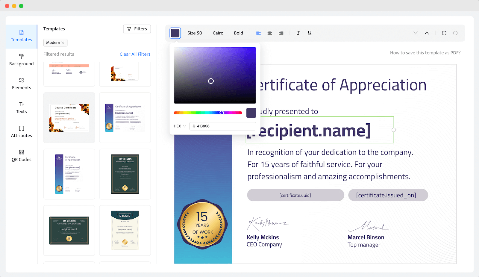 Certifier intuitive editor as an alternative to Google certificate makers. Certifier intuitive editor as an alternative to Google certificate makers.