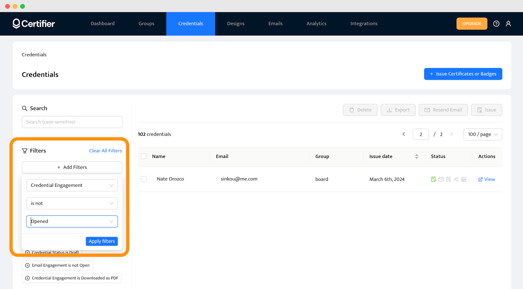 Choosing filters to send emails again to those who hasn't opened the email yet. Choosing filters to send emails again to those who hasn't opened the email yet.