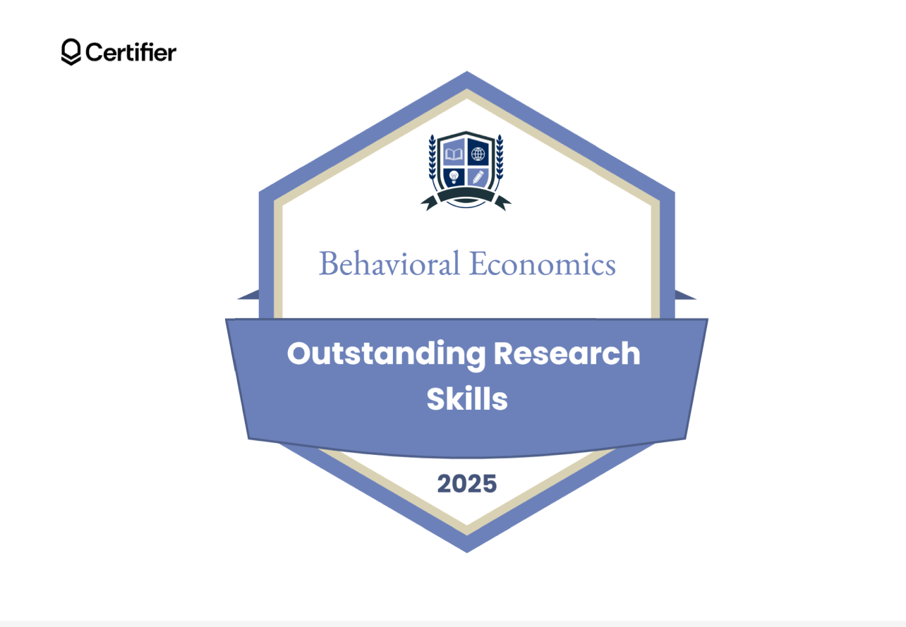 One of the academic badges recognizing research excellence. One of the academic badges recognizing research excellence.