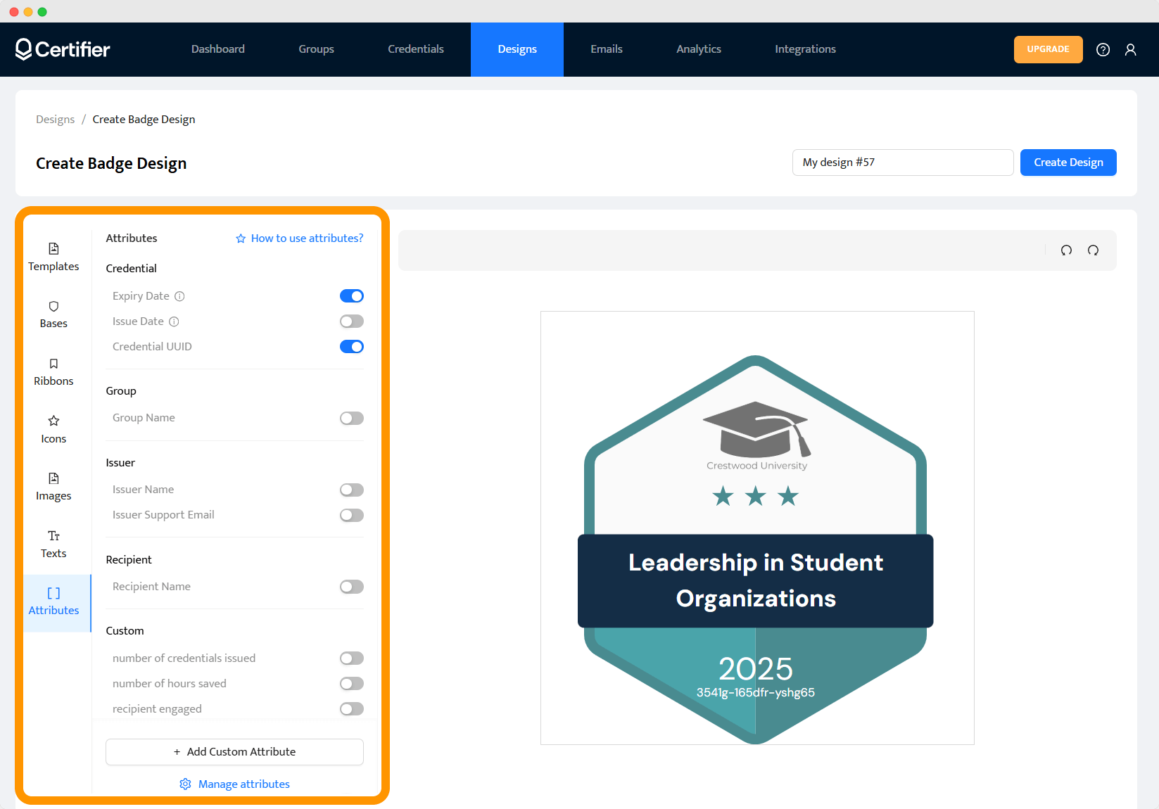 Choosing dynamic attribute for digital badges in higher education with Certifier. Choosing dynamic attribute for digital badges in higher education with Certifier.