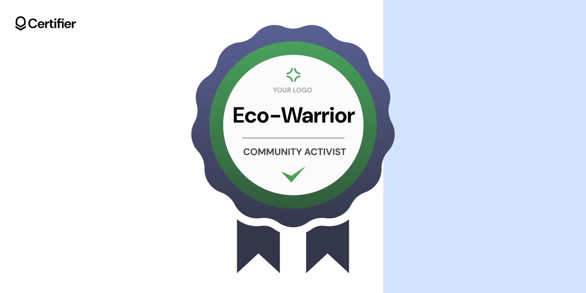 Eco-Warrior community activist badge with a green circular ribbon, a clean design for achievement badge PNG use. Eco-Warrior community activist badge with a green circular ribbon, a clean design for achievement badge PNG use.