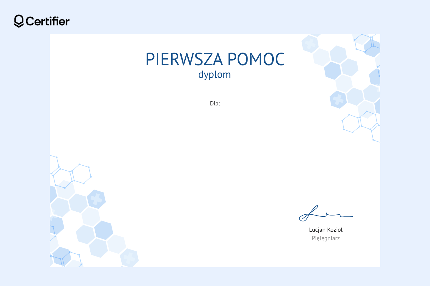 Puste tło do dyplomu z jasnoniebieskim heksagonalnym wzorem. Puste tło do dyplomu z jasnoniebieskim heksagonalnym wzorem.