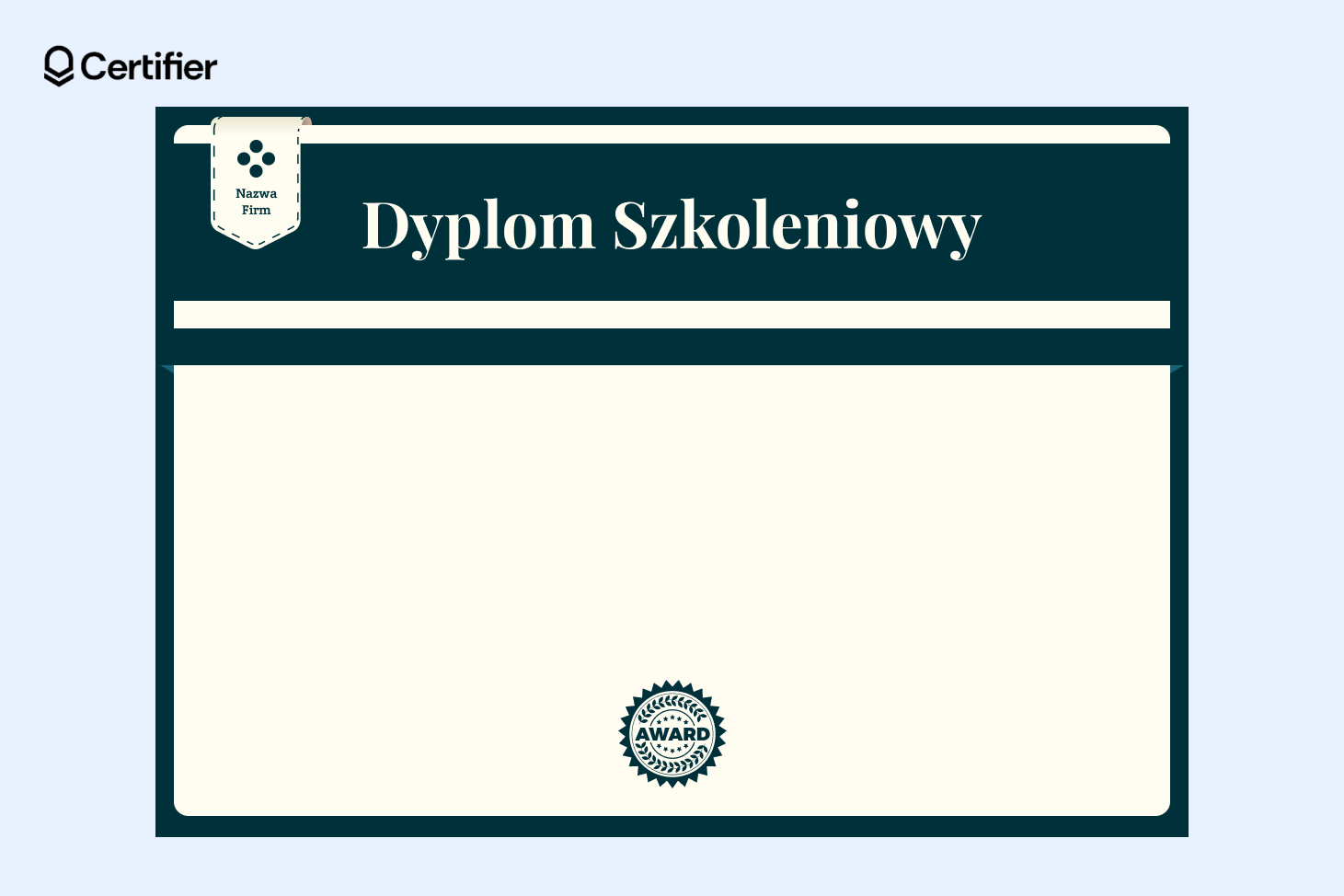 Szablon dyplomu uczestnictwa z ciemnozielonym i białym układem. Szablon dyplomu uczestnictwa z ciemnozielonym i białym układem.