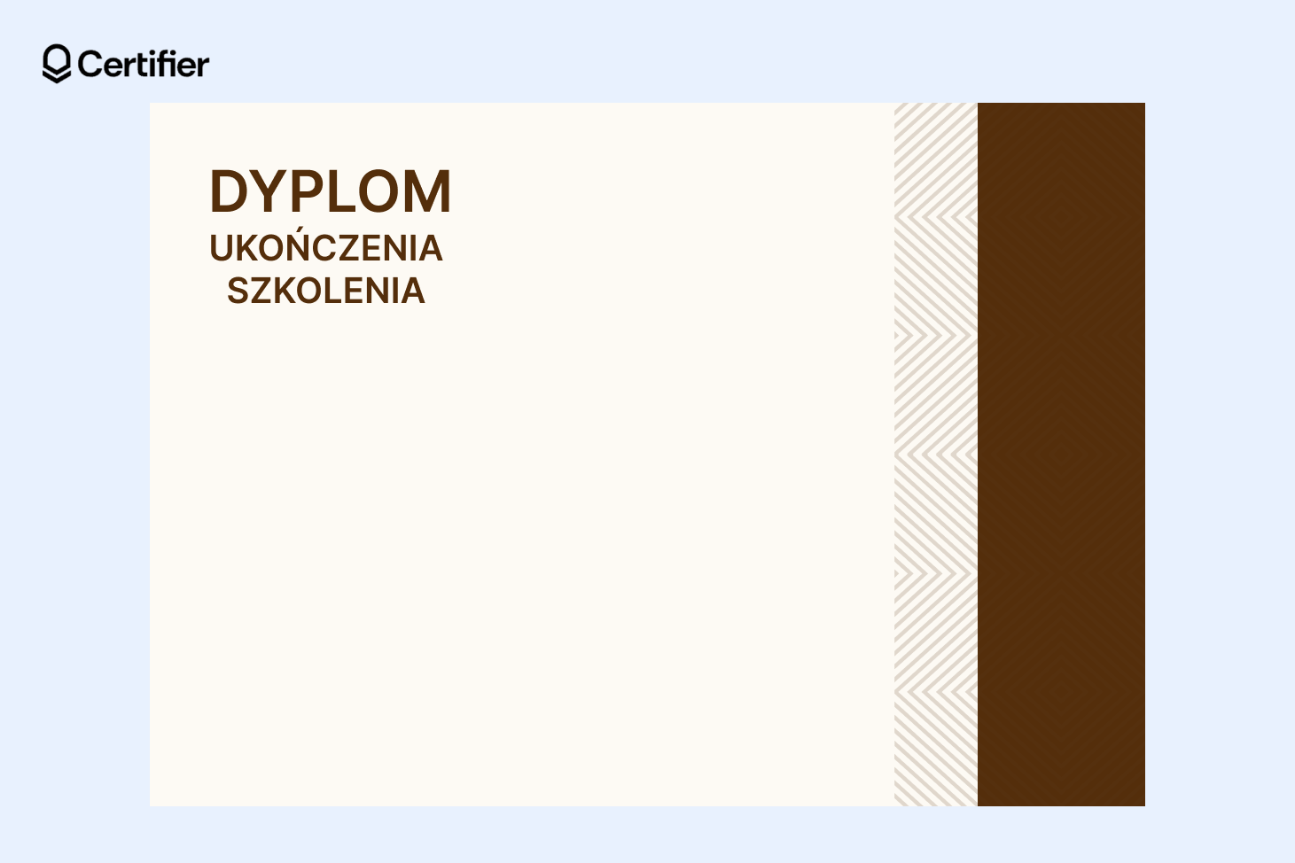 Darmowy szablon tła do dyplomu z brązową i beżową pasiastą ramką. Darmowy szablon tła do dyplomu z brązową i beżową pasiastą ramką.