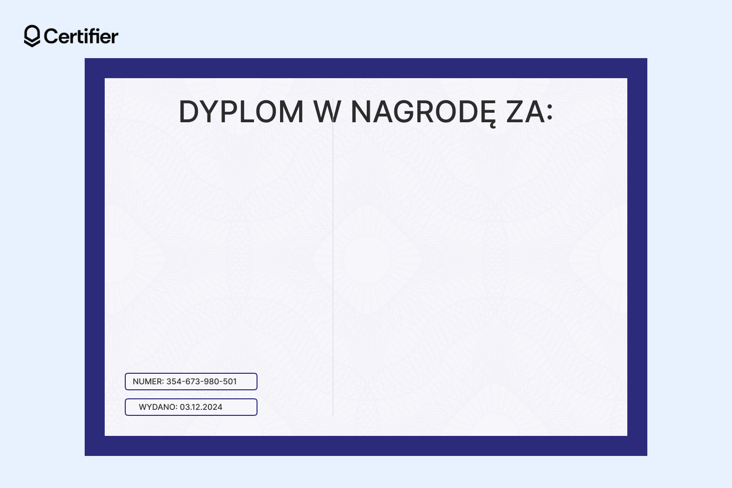 Tło uznania z detalicznym, jasnoszarym wzorem na białym tle i solidną niebieską ramką. Tło uznania z detalicznym, jasnoszarym wzorem na białym tle i solidną niebieską ramką.